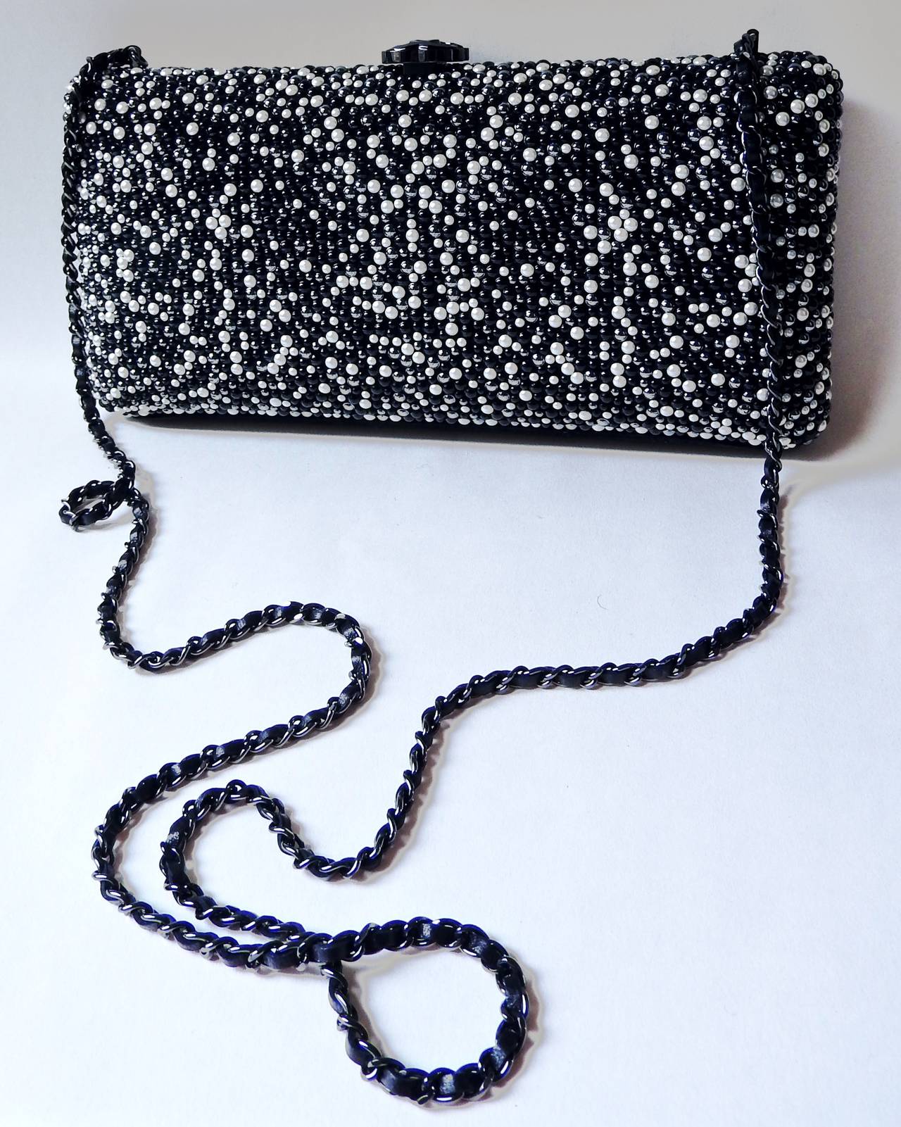 New Chanel 2014 Bijoux Jewelled Minaudière Pearl Clutch Bag For Sale 3