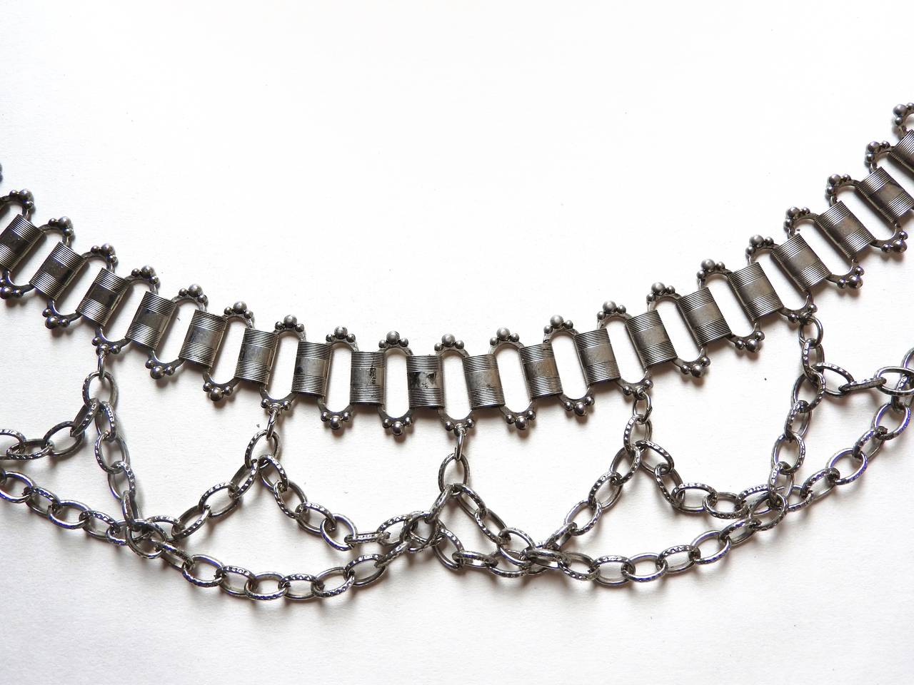 vintage CHRISTIAN DIOR ✿*ﾟVersatile Pewter Metal Chain Necklace Belt For Sale 4