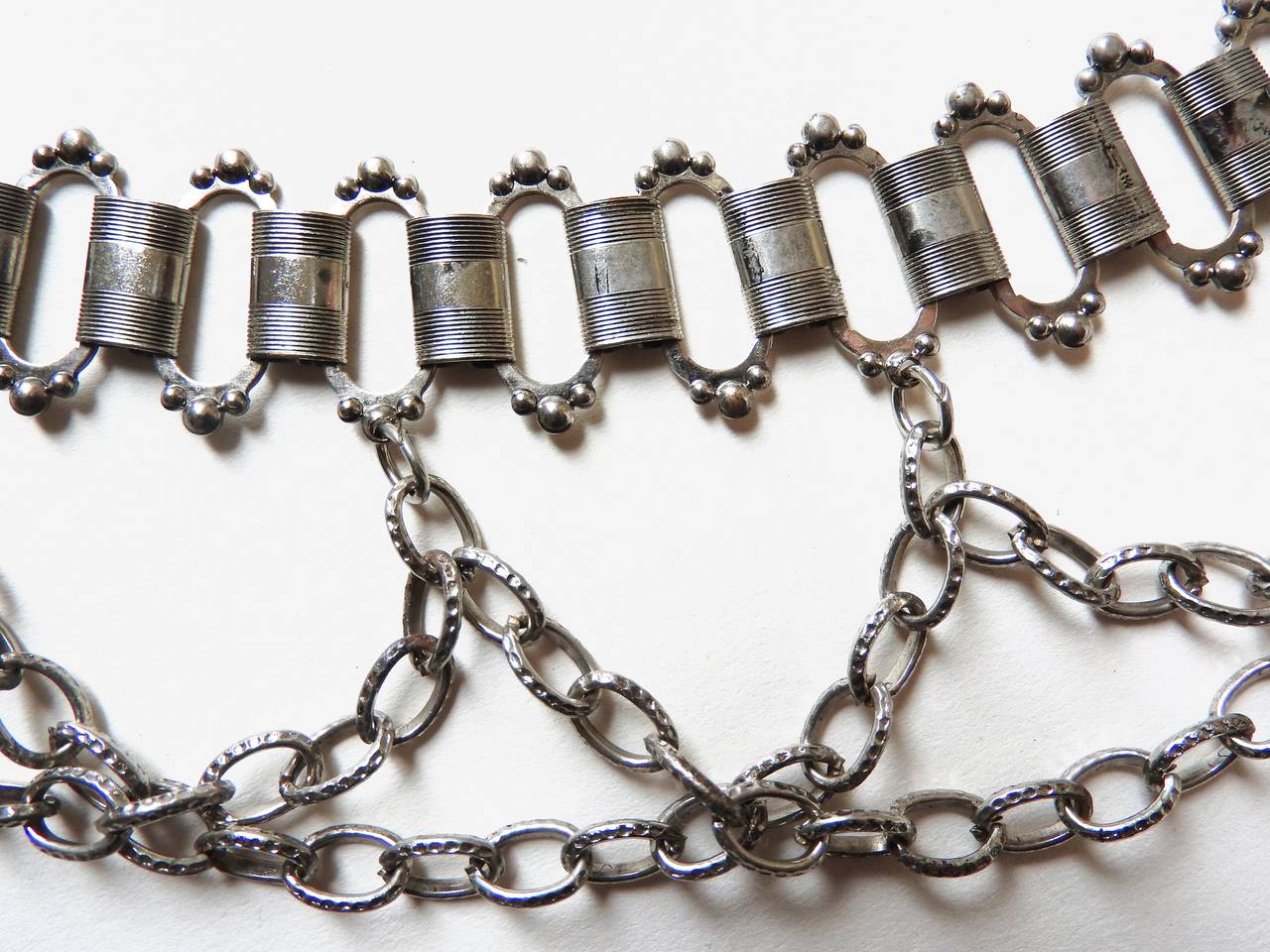 vintage CHRISTIAN DIOR ✿*ﾟVersatile Pewter Metal Chain Necklace Belt For Sale 1