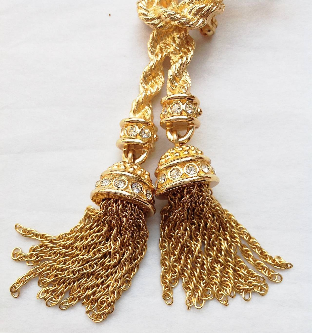Women's VINTAGE NEW ✿*ﾟChristian Dior  Gold Rope Ex Long Double Tassel Brooch For Sale