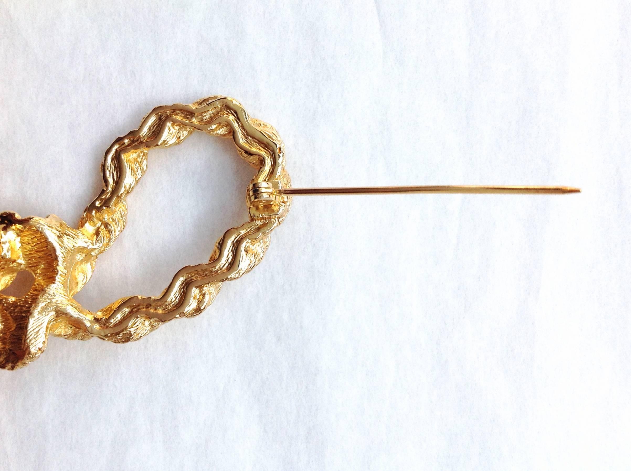 VINTAGE NEW ✿*ﾟChristian Dior Gold Rope Roundels Ex Long Double Tassel Brooch 1