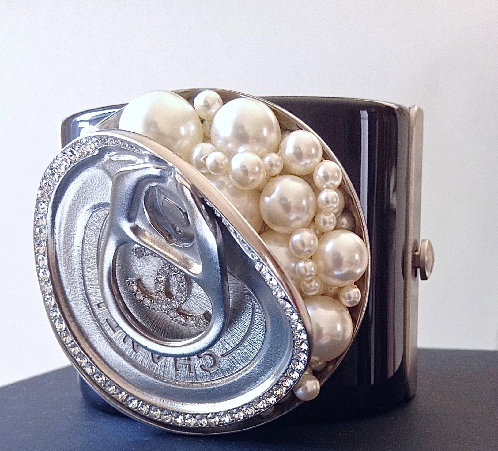 NEW Chanel ✿*ﾟSUPERMARKET GROCERY Caviar / Soda Can Glass Pearl Bangle Bracelet 5