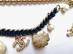 PRISTINE Chanel ✿*ﾟCAMELLIA N5 PEARL NECKLACE Bracelet BELT