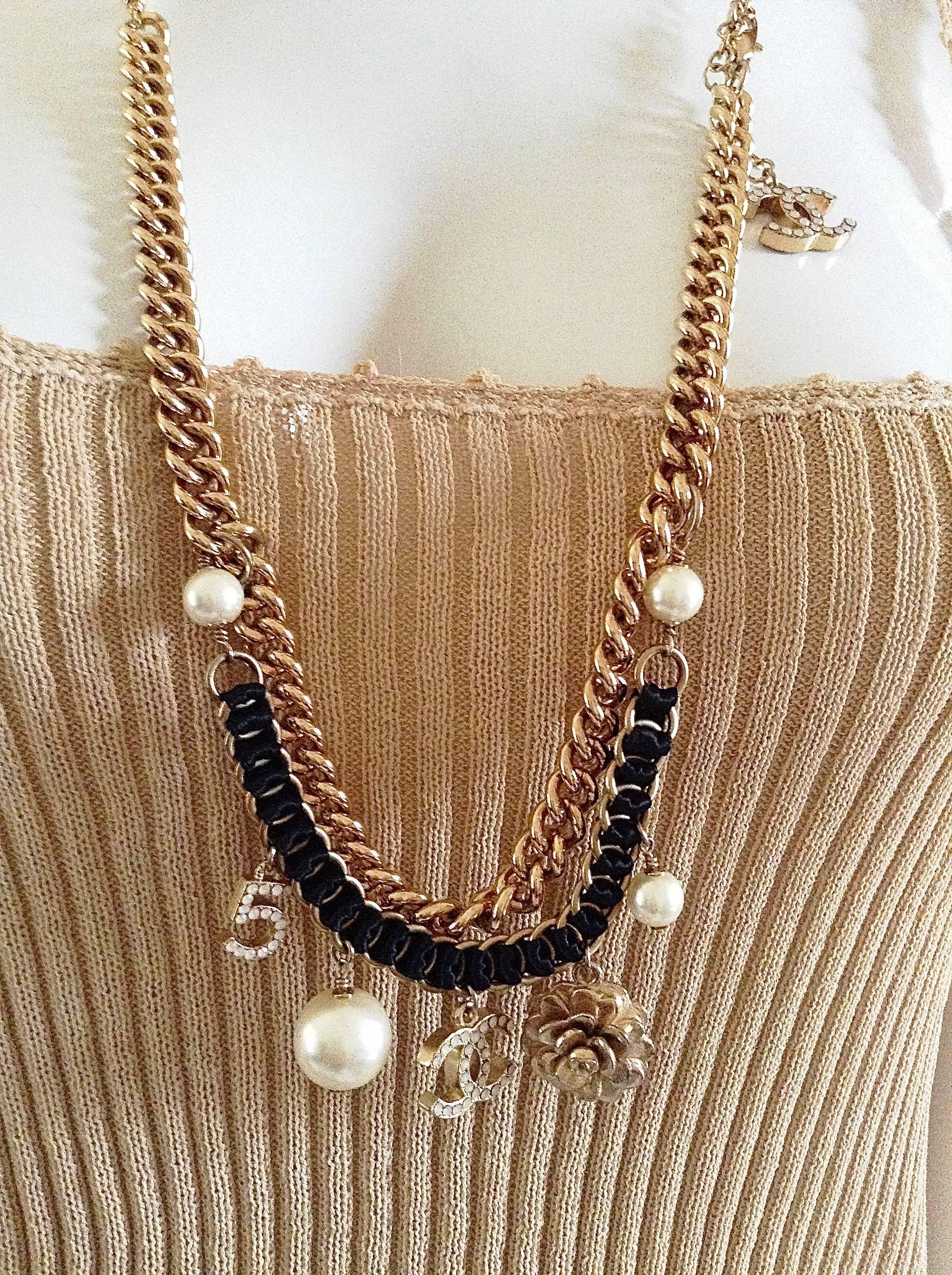 Women's PRISTINE Chanel ✿*ﾟCAMELLIA N5 PEARL NECKLACE Bracelet BELT