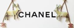 RARE Vintage Chanel ✿*ﾟ * SO CUTE * Handmade Resin Reindeer Long Drop Earring