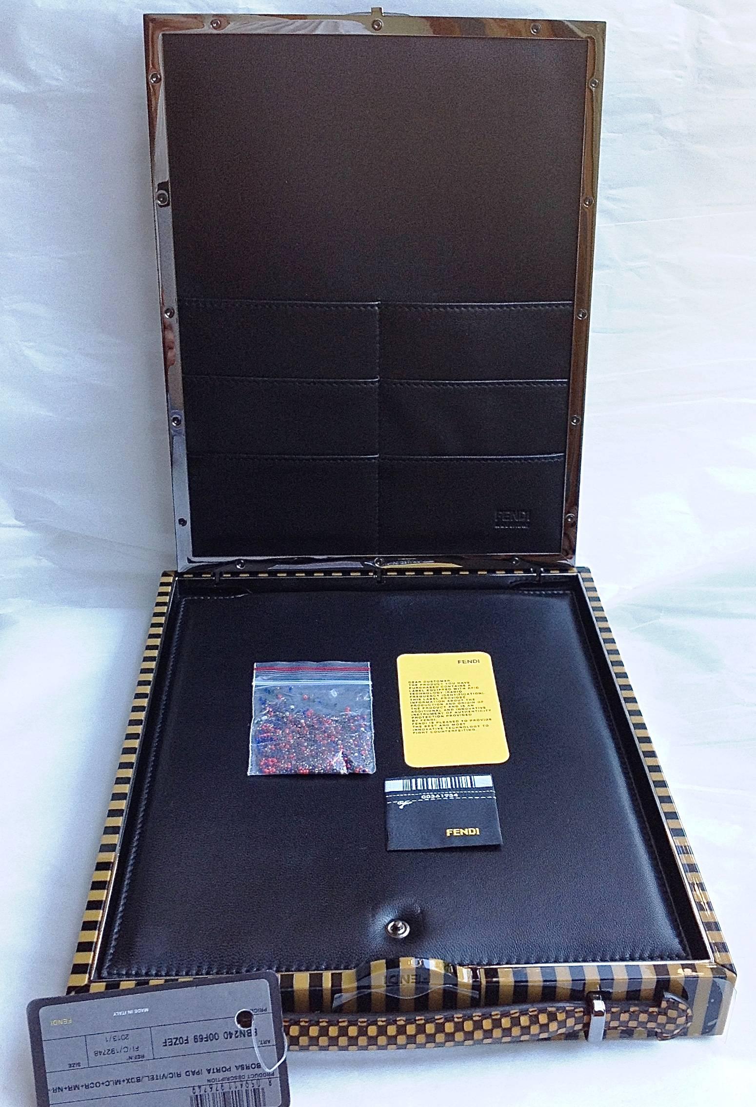 Women's or Men's NWT €3700 FENDI ✿*ﾟ2012 Lavish Jewelled Beading iPad Case bag clutch Briefcase For Sale