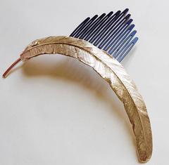 Chanel ✿*ﾟ08A Feather 20 CM Long Runway Head Jewel Hair brooch Ornament