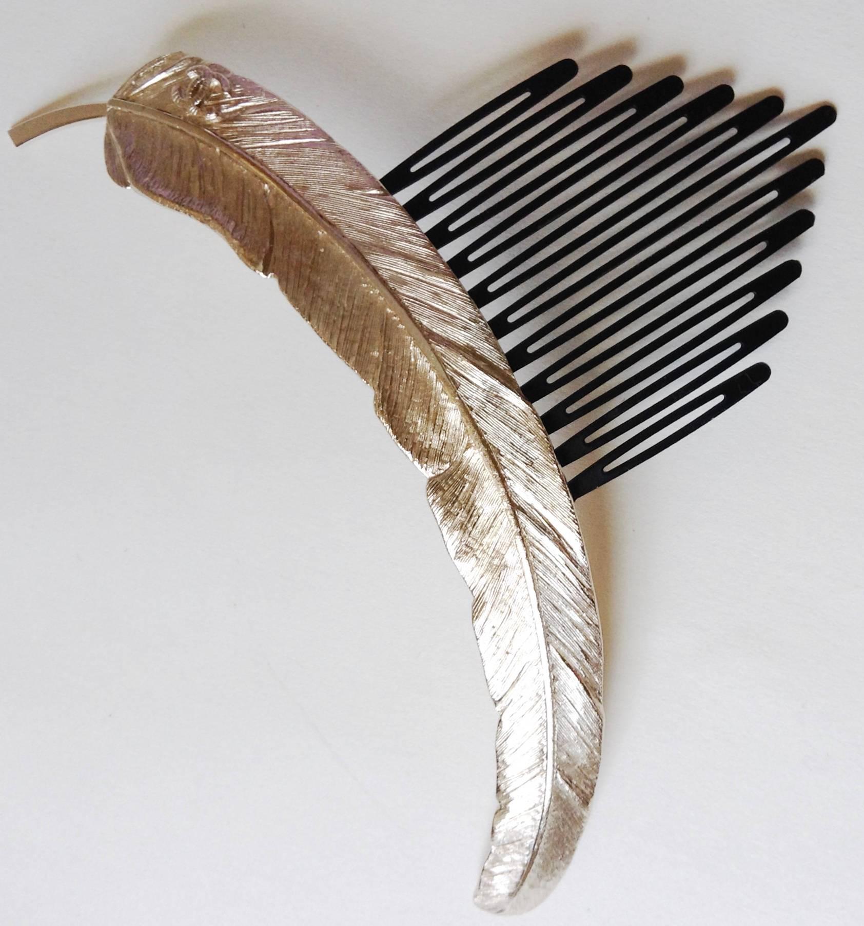  Chanel ✿*ﾟ08A Feather 20 CM Long Runway Head Jewel Hair brooch Ornament For Sale 4