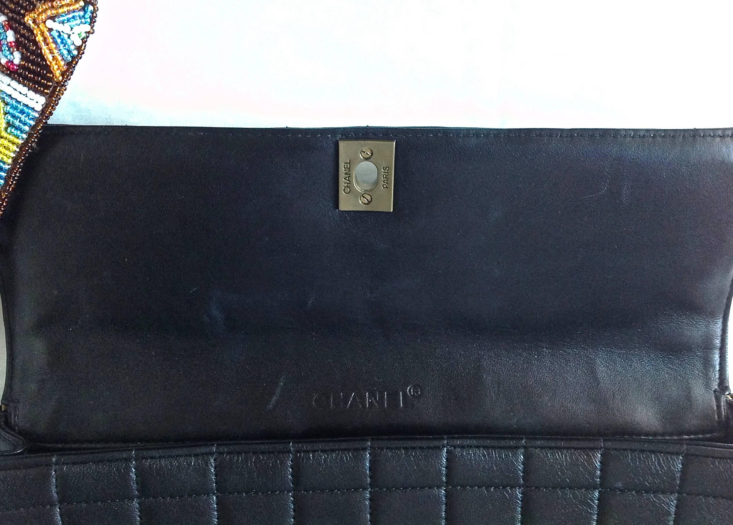VINTAG Chanel ✿*ﾟJEWELLED Gripoix Glass Pearl Lambskin Clutch Bag Handbag Tote For Sale 2