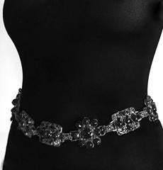 CHANEL ✿*ﾟGRANDEUR Chunky SEE THROUGH Gripoix Poured Glass Flower Necklace Belt