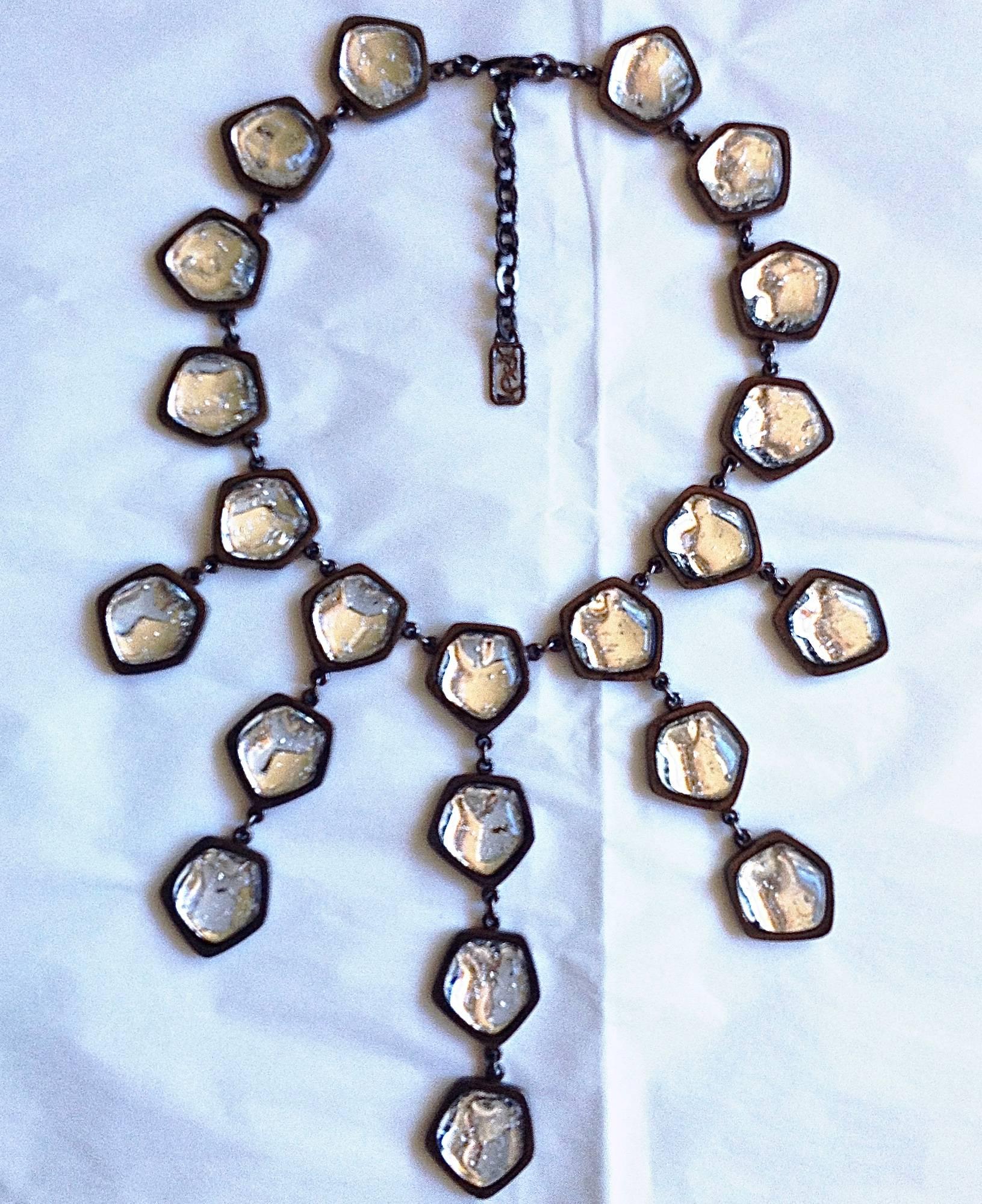 Women's VINTAGE YSL ✿*ﾟ Yves Saint Laurent by Robert Goossens Poured glass Necklace For Sale