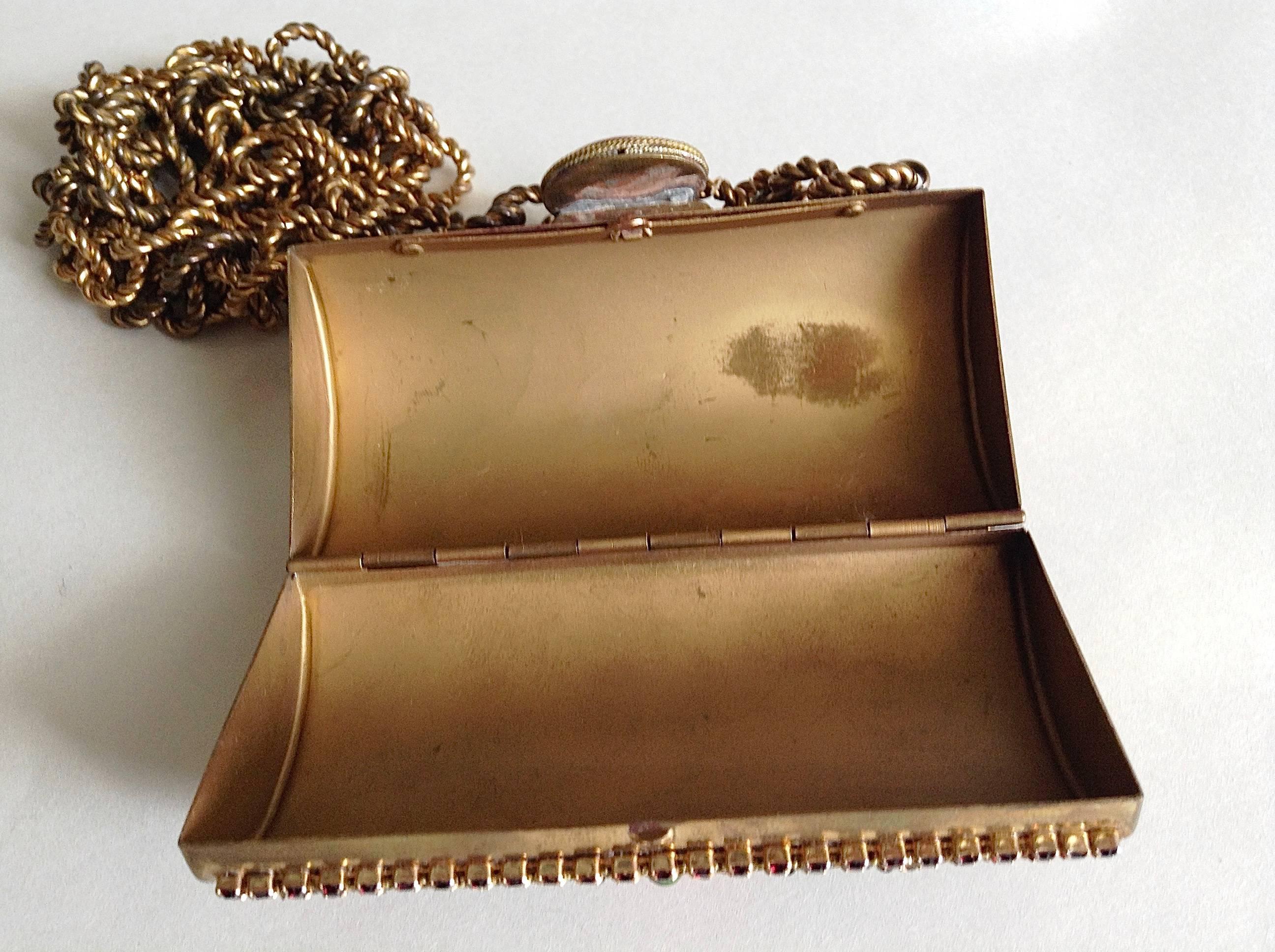 RARE Chanel ✿*ﾟVintage 80's  Jewelled Metal Purse Clutch Belt Necklace  For Sale 5