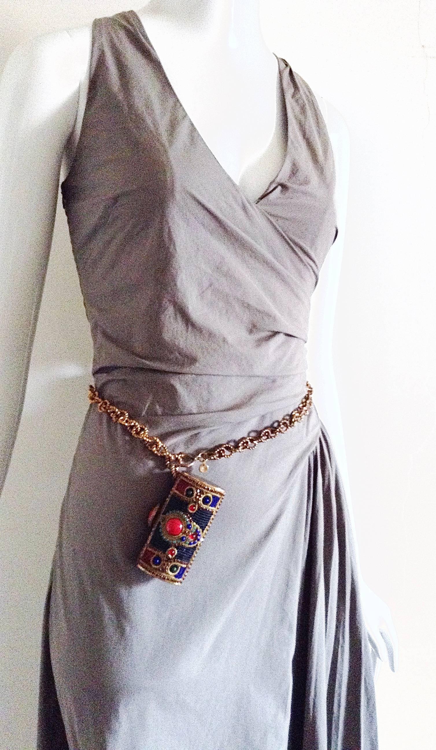 Women's RARE Chanel ✿*ﾟVintage 80's  Jewelled Metal Purse Clutch Belt Necklace  For Sale