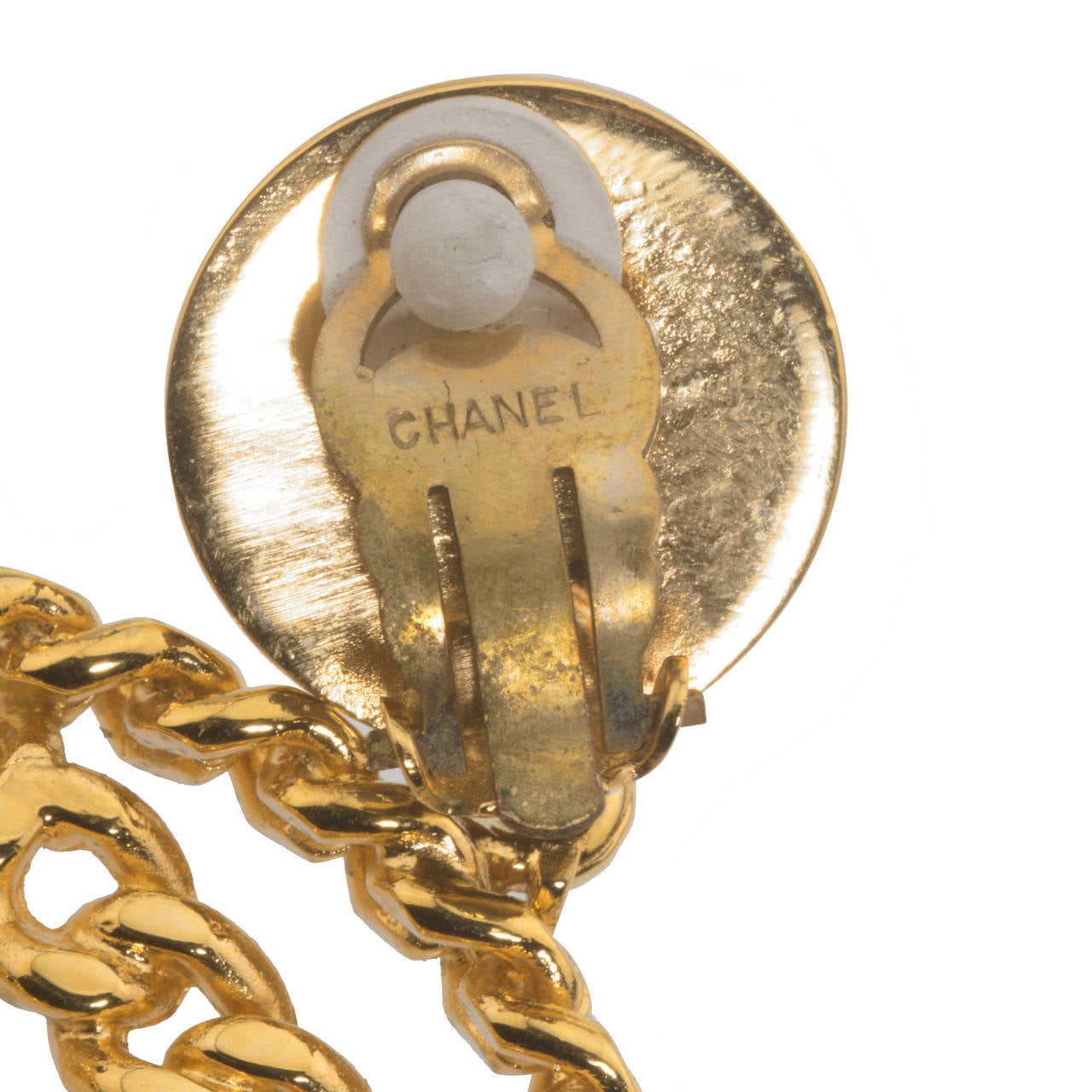 Extremely rare vintage Chanel No.5 earrings with chain motif earrings.
