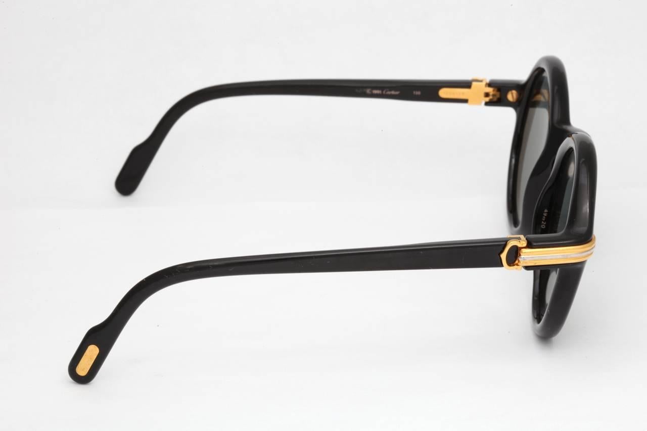 Vintage Cartier Black Cabriolet Sunglasses In Excellent Condition For Sale In Chicago, IL