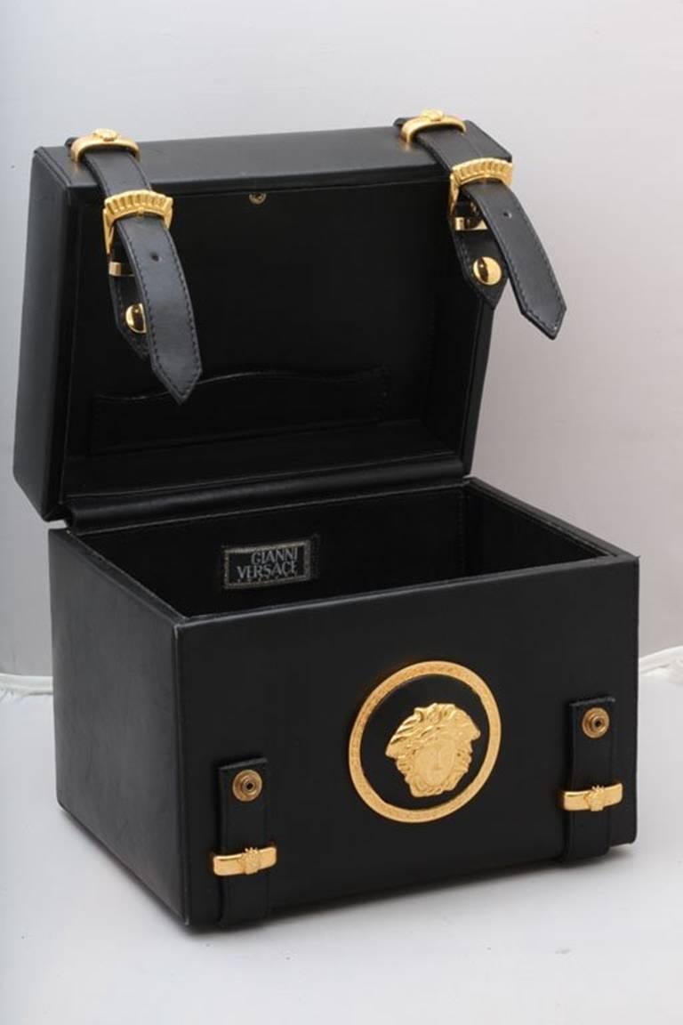 Black Gianni Versace Couture Medusa Vanity bag