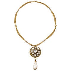 Important Vintage Chanel 1984 Long Necklace with Crystals