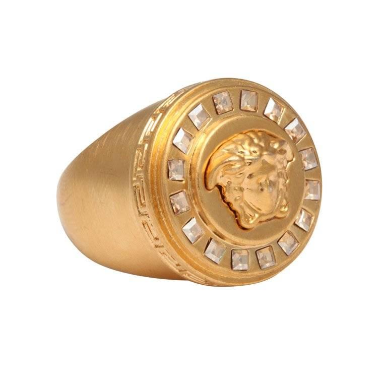 Versace Medusa Size 7 Motif Ring With Rhinestones For Sale