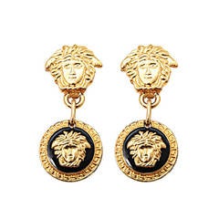 Gianni Versace Medusa Black/Gold Earrings