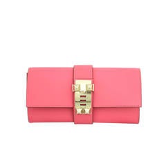 Hermes Very Rare Medor Clutch Bag Rose Lipstick Pink