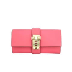 Hermes Very Rare Medor Clutch Bag Rose Lipstick Pink