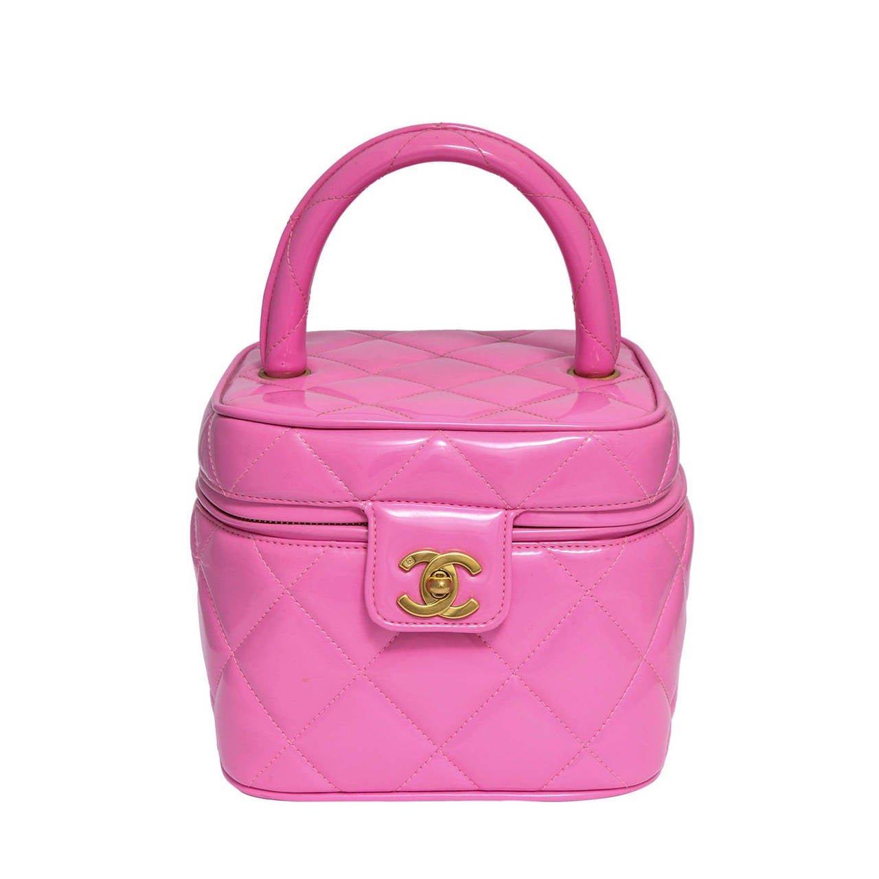 Chanel 1995 Pink Heart Mirror Vanity Case Bag