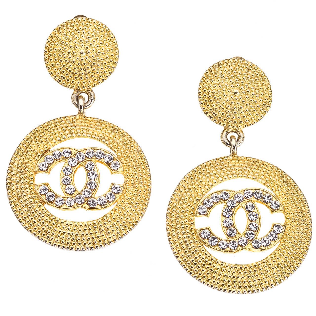 Chanel Dangling Earrings with Rhinestones