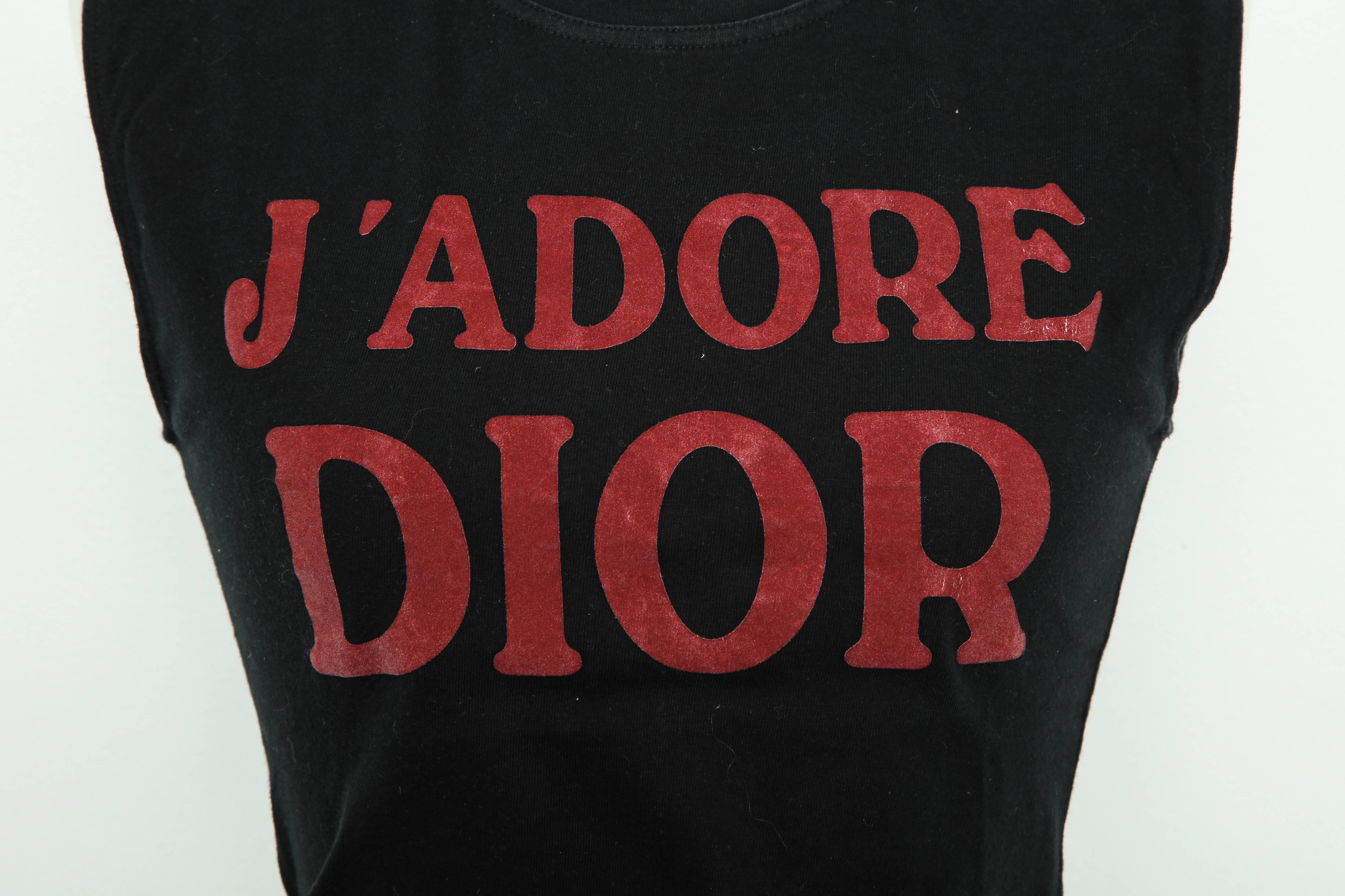 Christian Dior by John Galliano tank top with iconic "J'Adore Dior" logo.
French size 36