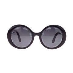 Retro Chanel 'Chanel Paris' Logo Black Sunglasses Large