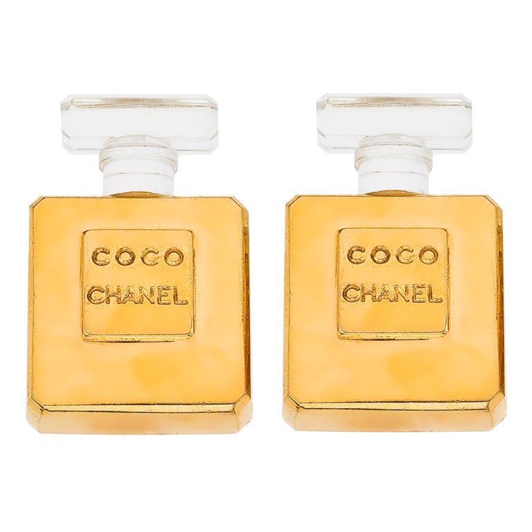 Chanel Vintage "Coco Chanel" Perfume Bottle Earrings For Sale