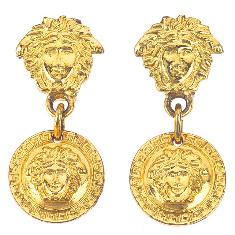 Gianni Versace Medusa Earrings Gold im Angebot