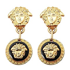 Gianni Versace Medusa Black/Gold Earrings