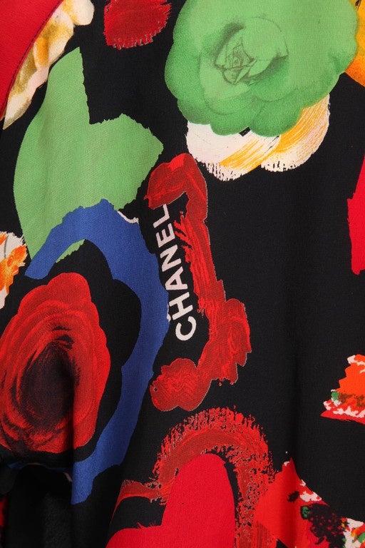 Vintage Chanel Very Rare Flower Print Silk Bomber Jacket 2