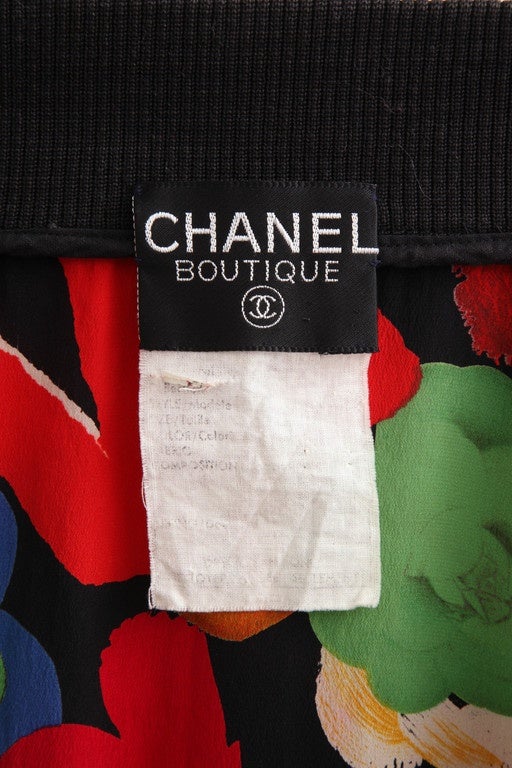 Vintage Chanel Very Rare Flower Print Silk Bomber Jacket 3