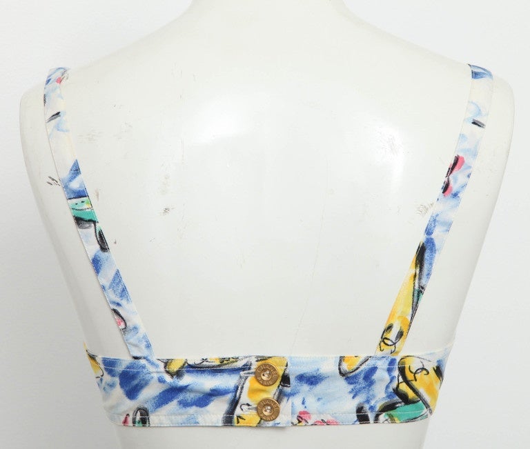 Chanel Blue Print Bra Top In Excellent Condition In Chicago, IL