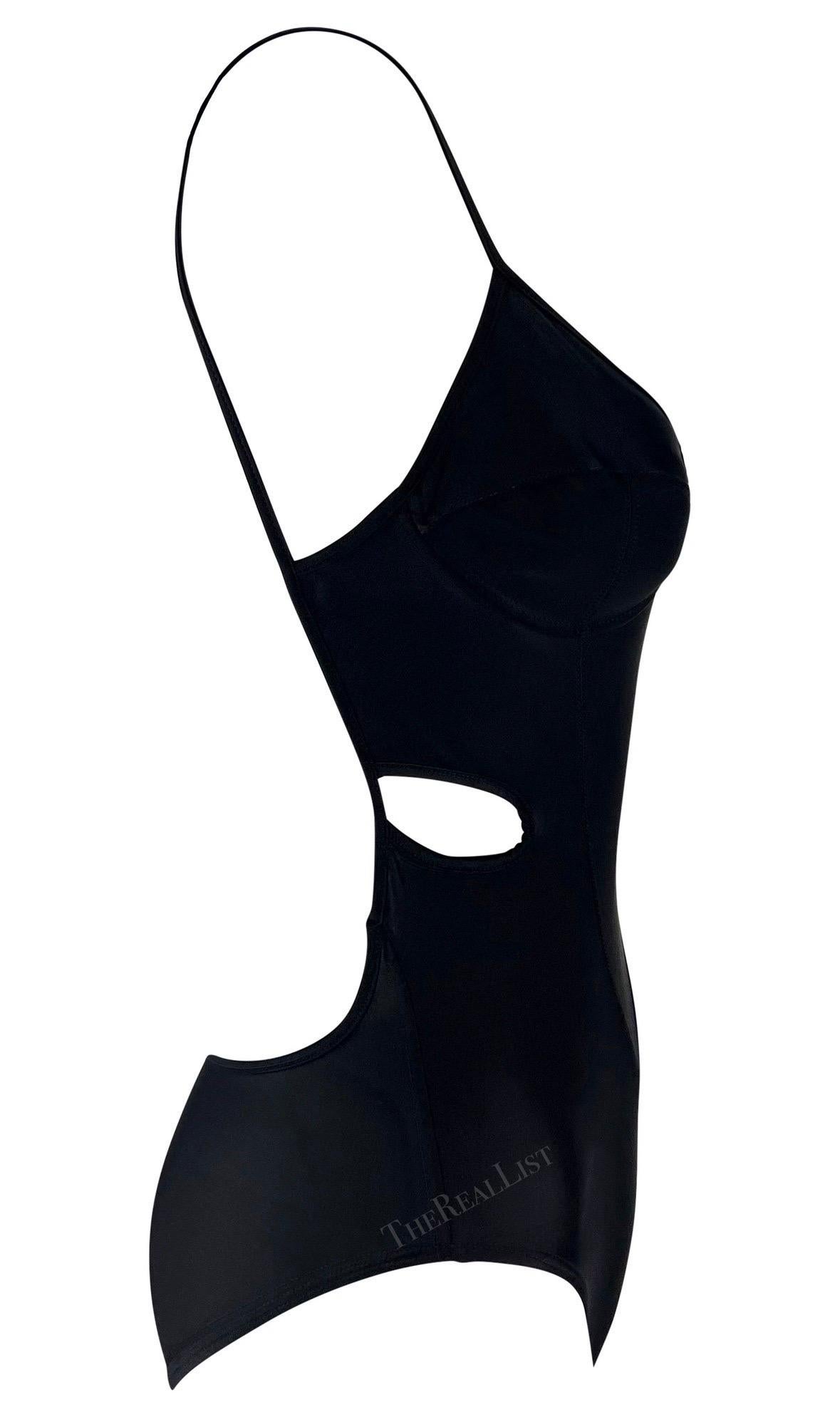 Women's Early 1990s John Galliano Black Cut Out One Piece Swimsuit/Bodysuit For Sale