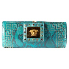 S/S 2000 Gianni Versace by Donatella Genuine Python Blue Convertible Clutch Bag