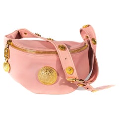 1990s Gianni Versace Couture Light Pink Retro Fanny Pack Medusa Bum Bag 