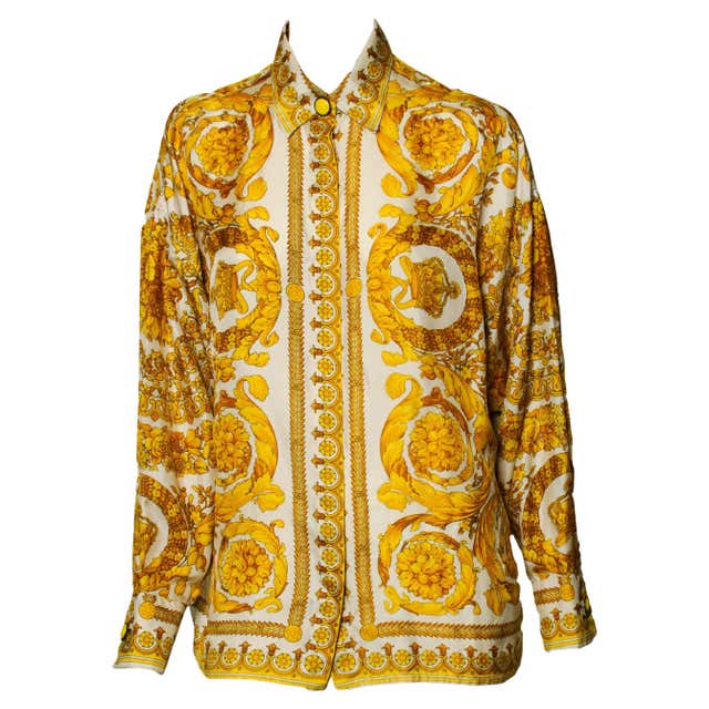 1990S GIANNI VERSACE Silk Men's Colorful Shirt With Sheer Net Back ...