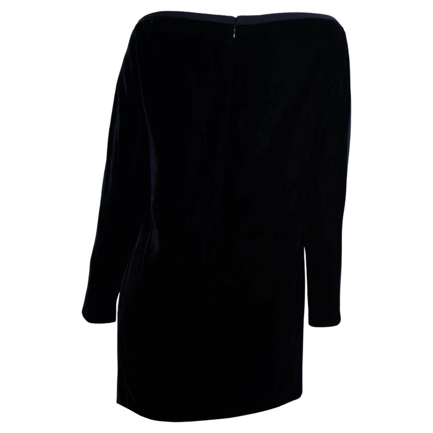 H/W 1992 Gianni Versace Couture 'Miss S&M' Bondage Minikleid aus schwarzem Samt (Schwarz) im Angebot