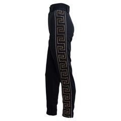 H/W 1992 Gianni Versace 'Miss S&M' Griechische Schlüsselhose mit hoher Taille und Nieten