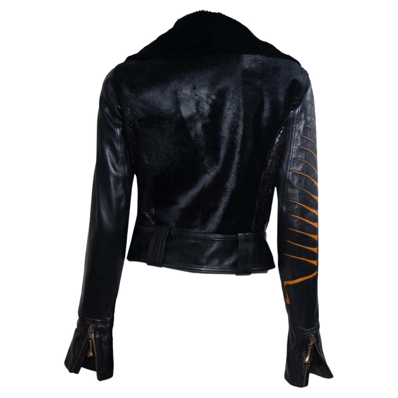 black python leather jacket