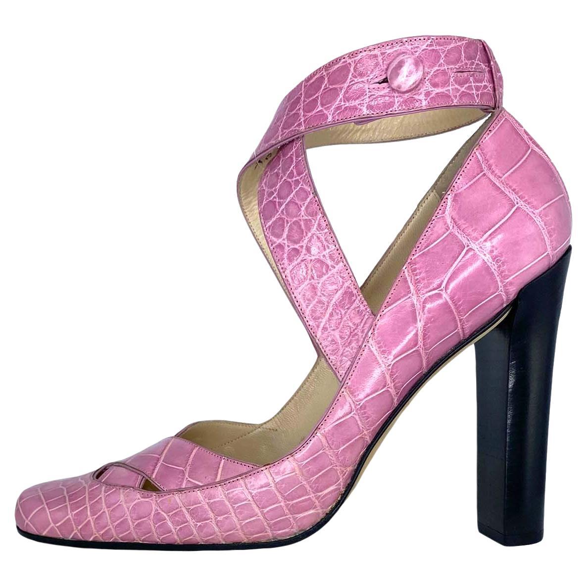 F/W 2001 Gucci by Tom Ford Pink Alligator Ballet Style 5" Heels  For Sale