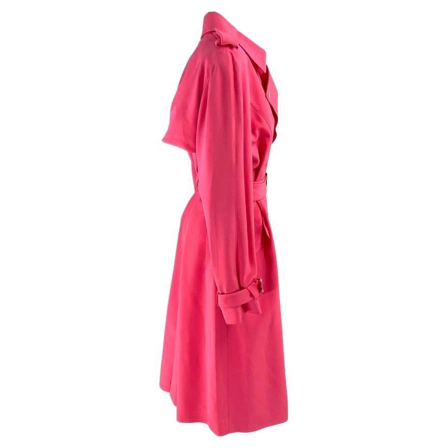 F/W 2001 Thierry Mugler Couture Final Runway Hot Pink Trench Coat Dress In Good Condition For Sale In West Hollywood, CA