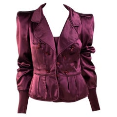 F/W 2004 Yves Saint Laurent by Tom Ford Silk Pagoda Chinoiserie Jacket Burgundy