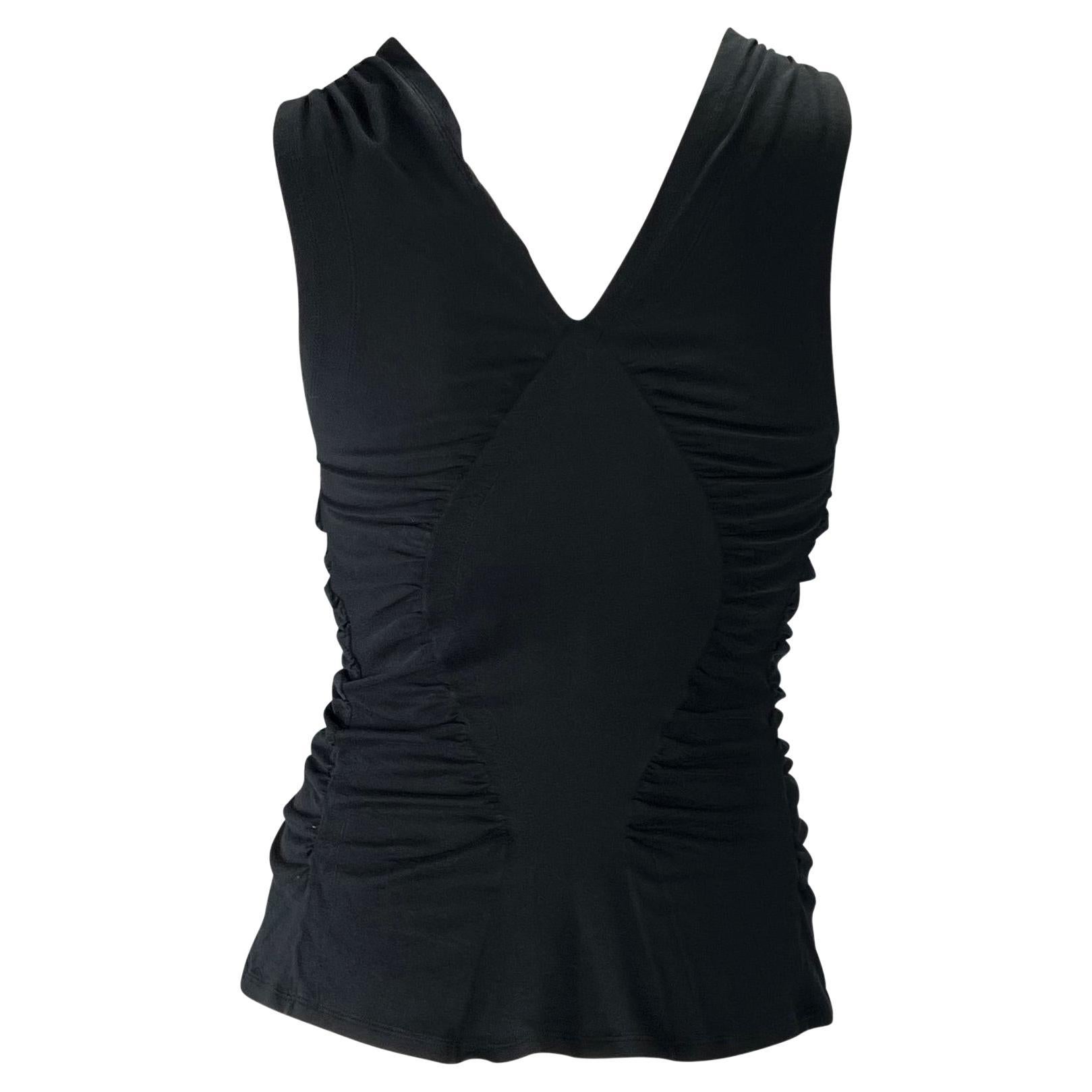 S/S 2003 Yves Saint Laurent by Tom Ford Black Ruched Cotton Tank Top For Sale