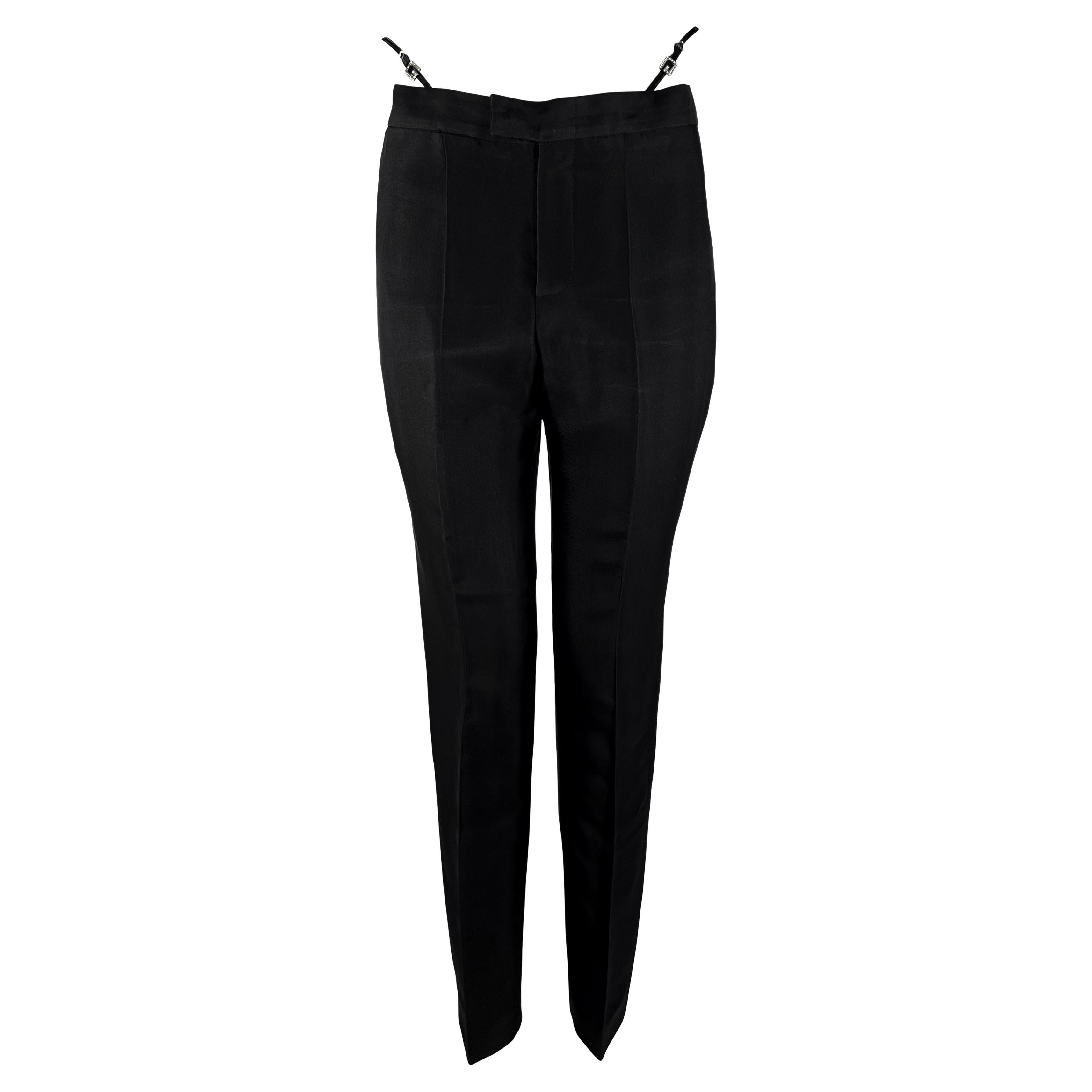 P/E 1998 Gucci by Tom Ford Pantaloni da passerella con cinturino perizoma con strass a forma di "G" quadrata nera