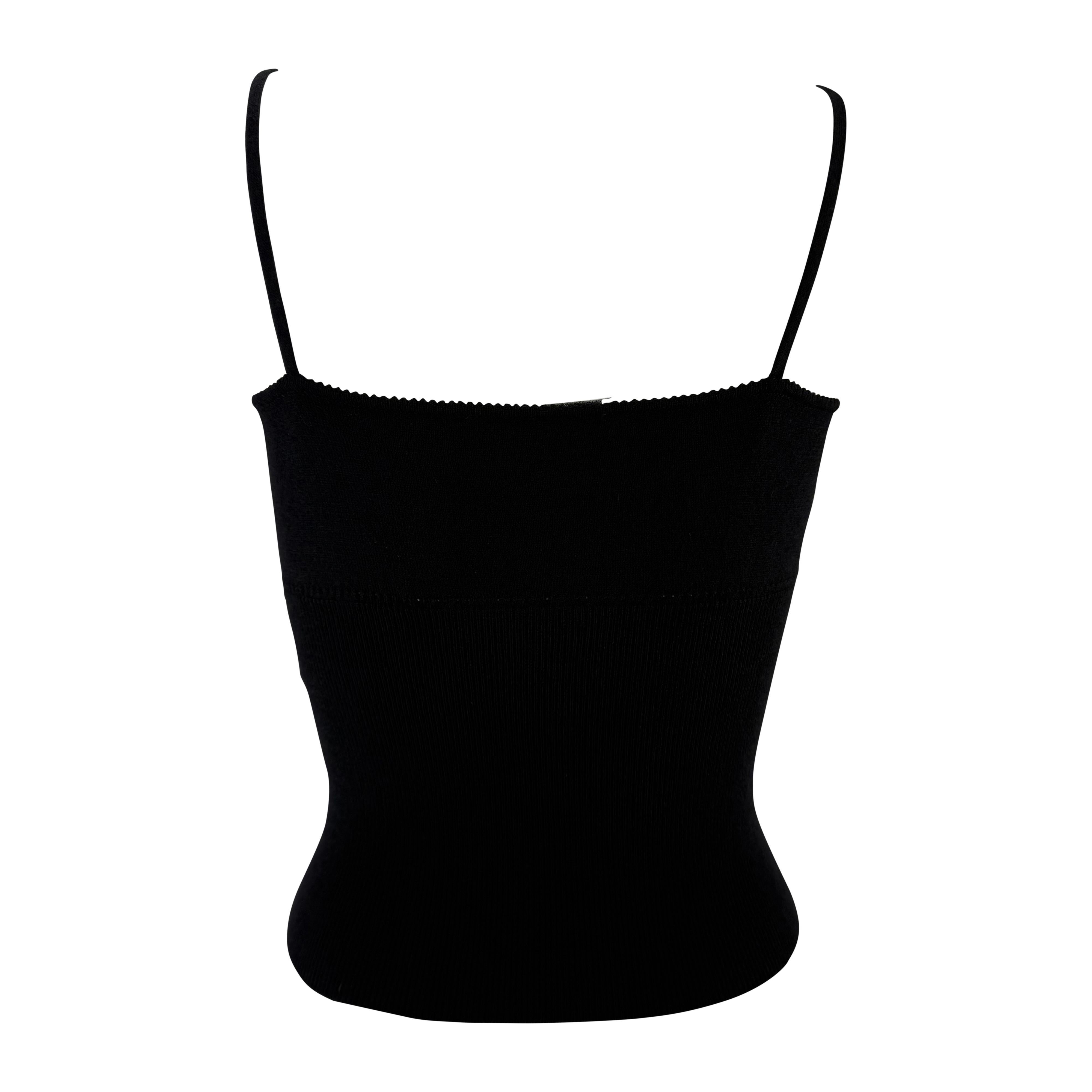 Canotta anni 2000 Dolce & Gabbana Bodycon traforata in maglia nera con pinces In condizioni ottime in vendita a West Hollywood, CA