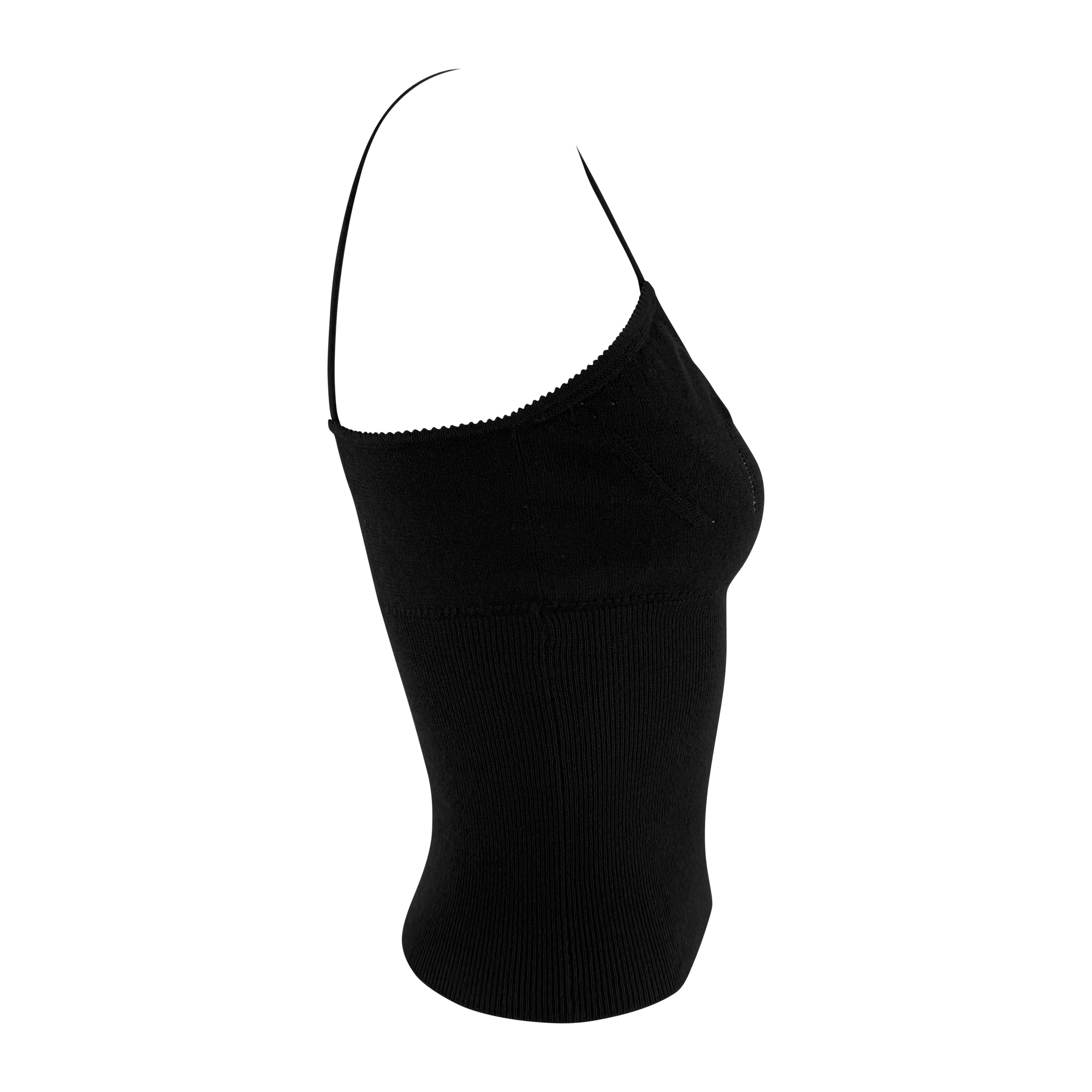 Donna Canotta anni 2000 Dolce & Gabbana Bodycon traforata in maglia nera con pinces in vendita