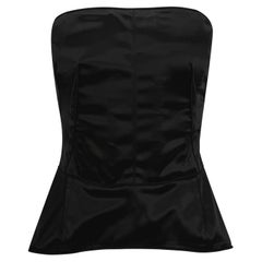2000s Dolce & Gabbana Black Satin Strapless Corset Boned Bustier Top